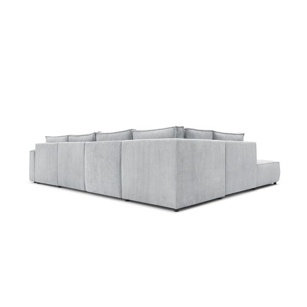 Světle šedá manšestrová rohová pohovka do "U", levý roh Nihad modular – Bobochic Paris-image-4
