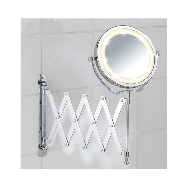 Ocelové kosmetické zrcadlo s LED světlem Wenko Brolo-image-1