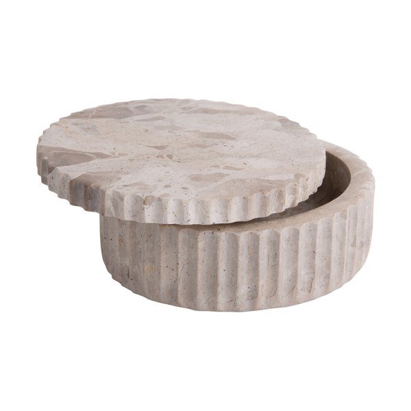 Světle hnědý dekorativní kamenný úložný box ø 15x6 cm Marble – PT LIVING-image-3