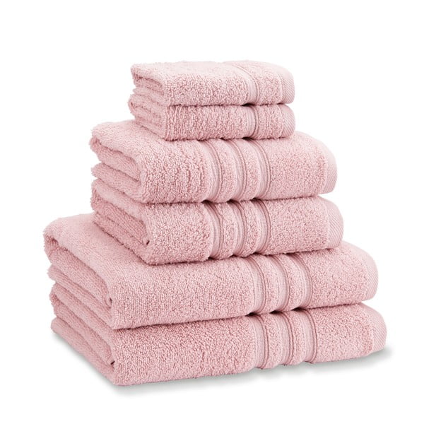 Světle růžové froté bavlněné ručníky a osušky v sadě 6 ks Zero Twist – Catherine Lansfield