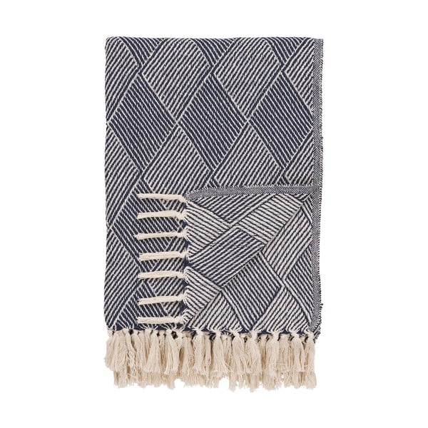 Modrá deka z recyklované bavlny 130x180 cm Izmir – House Nordic