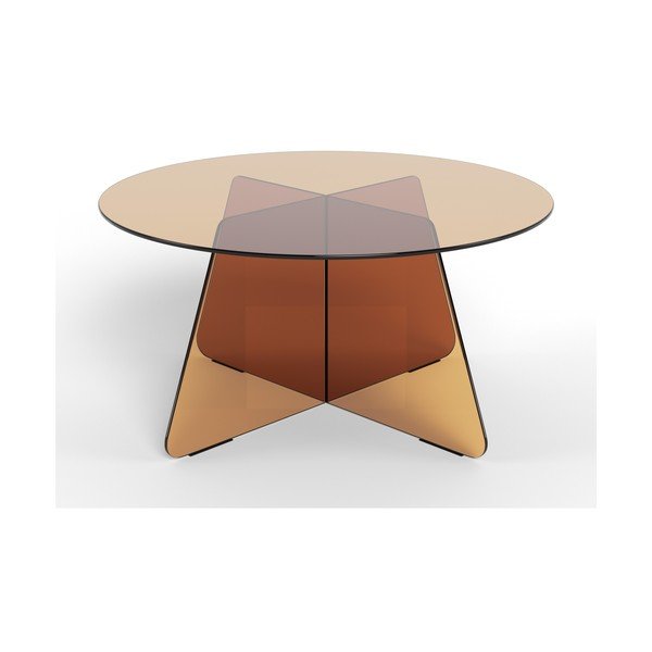 Hnědý skleněný kulatý konferenční stolek ø 80 cm Samos – Actona-image-2