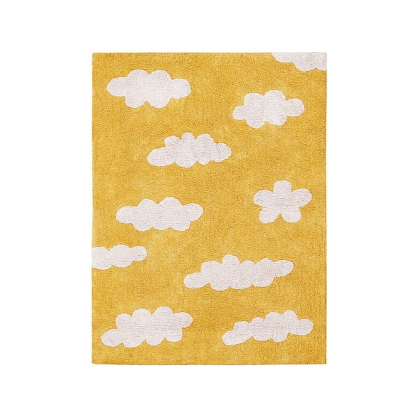 Pratelný ručně tkaný bavlněný dětský koberec v hořčicové barvě 120x160 cm Clouds Mustard – Lorena Canals
