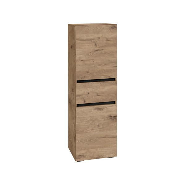 Vysoká úzká koupelnová skříňka v dekoru dubu v přírodní barvě 38x130 cm Wisla – Støraa-image-2