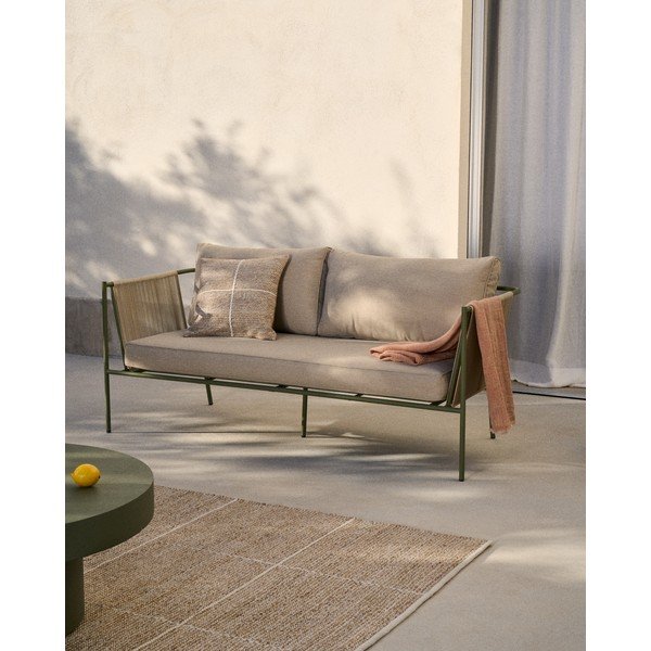 Zelená/béžová čalouněná zahradní pohovka Zivia – Kave Home-image-1