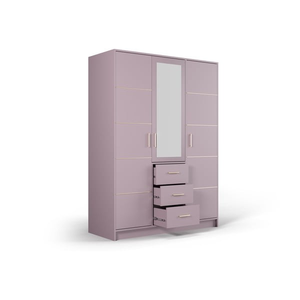 Růžová šatní skříň se zrcadlem 147x200 cm Burren - Cosmopolitan Design-image-3