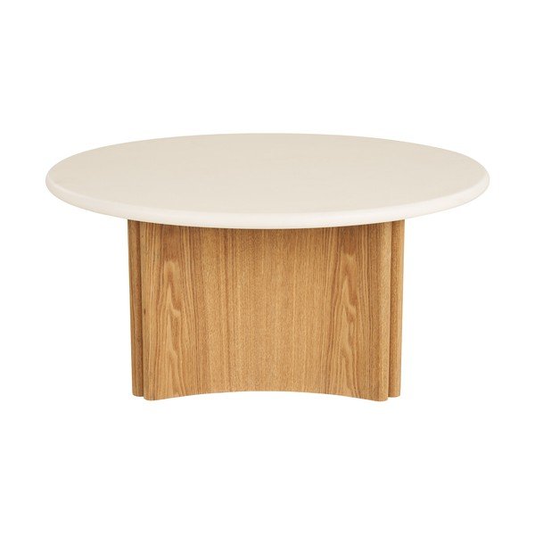 Bílý/v přírodní barvě kulatý konferenční stolek s betonovou deskou ø 80 cm Motril – House Nordic-image-3