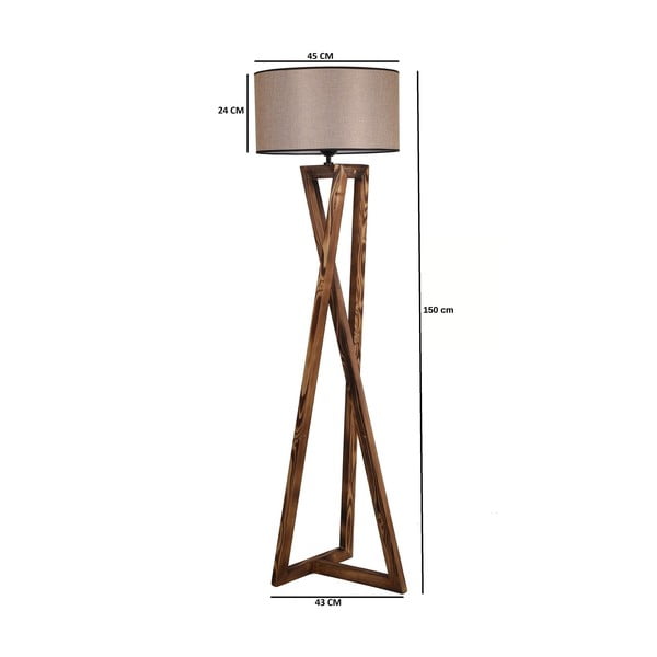 Hnědá stojací lampa s textilním stínidlem (výška 149 cm) Maçka – Opviq lights-image-3