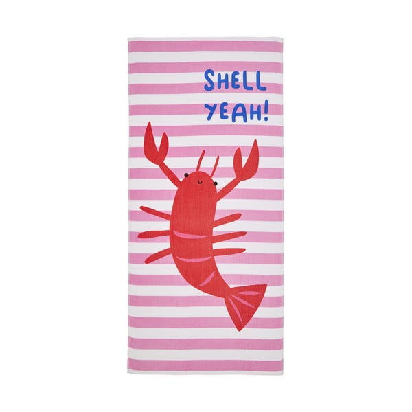Růžová plážová osuška 160x76 cm Shell Yeah - Catherine Lansfield