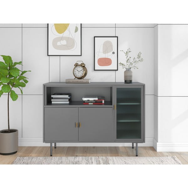 Šedá kovová vitrína 104x80 cm Rosalie – Støraa-image-1