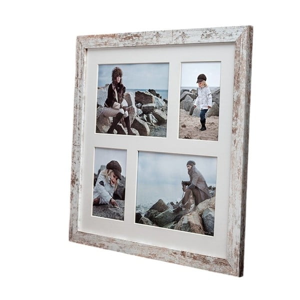 Šedo-bílý rámeček na 4 fotografie Styler Narvik Shabby, 39 x 39 cm