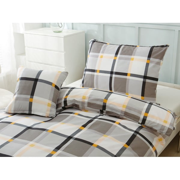 Hnědo-krémové 3dílné povlečení na jednolůžko z mikrosaténu 140x200 cm Henry – My House-image-1