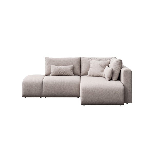 Světle šedá rozkládací rohová pohovka s úložným prostorem (pravý roh/s lenoškou) Lumine – Ghado