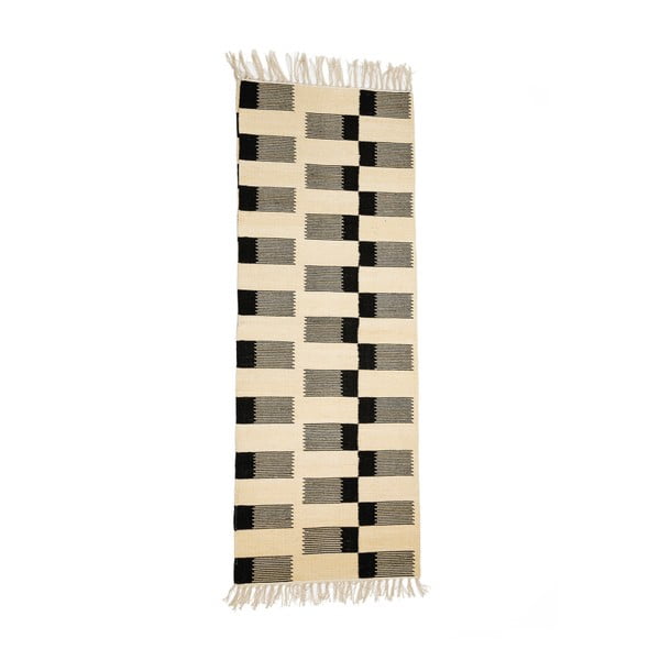 Černo-bílý bavlněný koberec Simla Geometrico, 170 x 130 cm