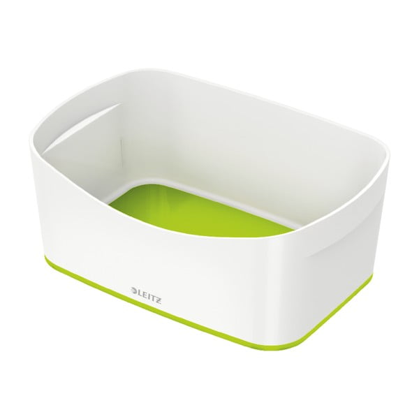 Bílo-zelený plastový úložný box MyBox - Leitz