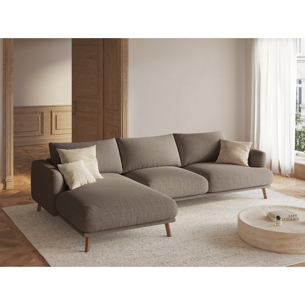 Taupe rohová pohovka (levý roh/s lenoškou) Naomi – Micadoni -image-1