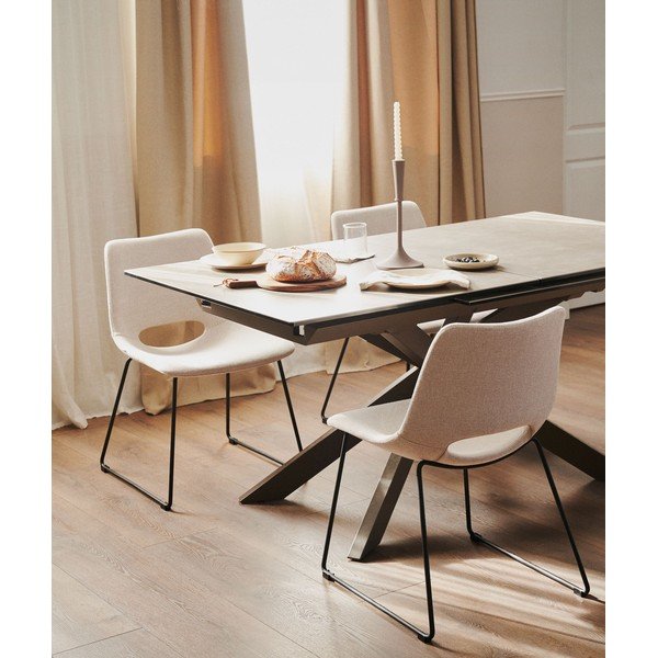 Rozkládací jídelní stůl s přídavnou deskou s keramickou deskou 90x160 cm Atminda – Kave Home-image-1