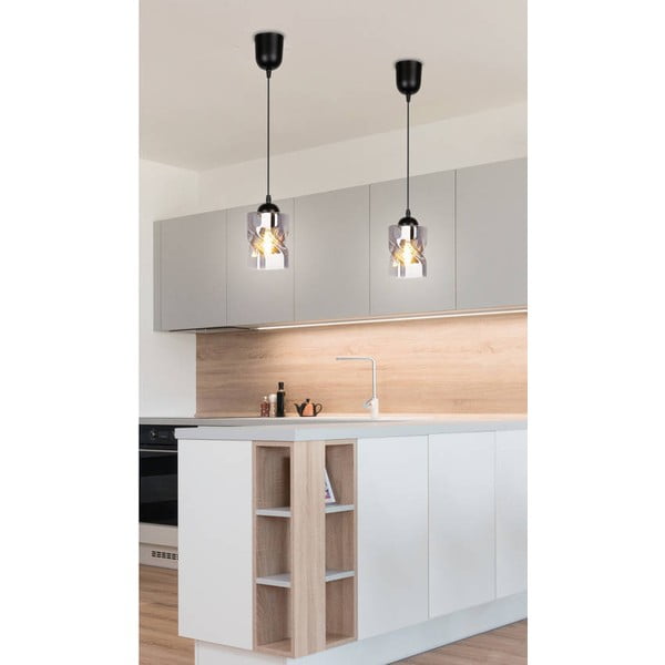 Černé závěsné svítidlo se skleněným stínidlem ø 10 cm Felis – Candellux Lighting-image-3