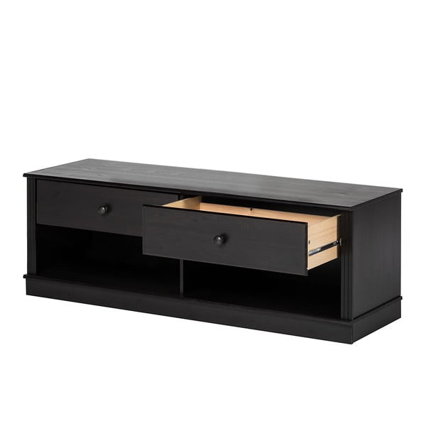 Tmavě hnědý TV stolek z borovicového dřeva 137x47 cm Anita – Støraa-image-3