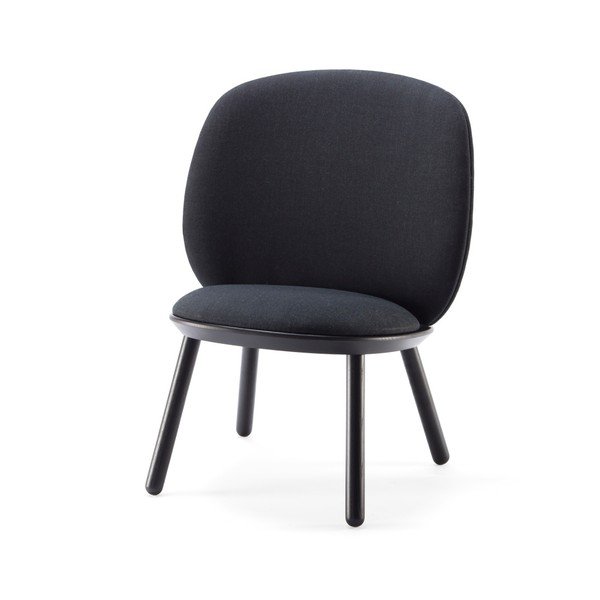 Černé křeslo s konstrukcí z jasanového dřeva a koženými detaily EMKO Naïve-image-4