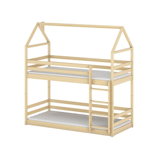 Domečková patrová dětská postel z borovicového dřeva 90x200 cm Axel - Lano Meble