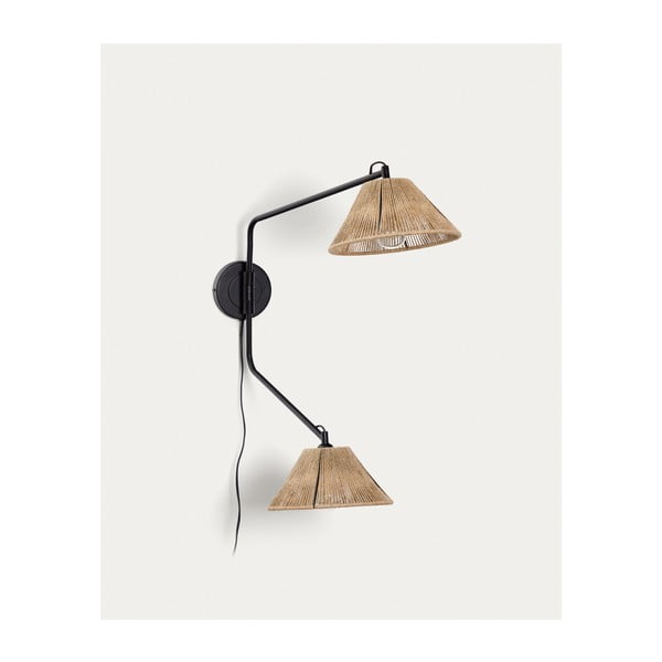 Černé/v přírodní barvě nástěnné svítidlo Pontos – Kave Home-image-3