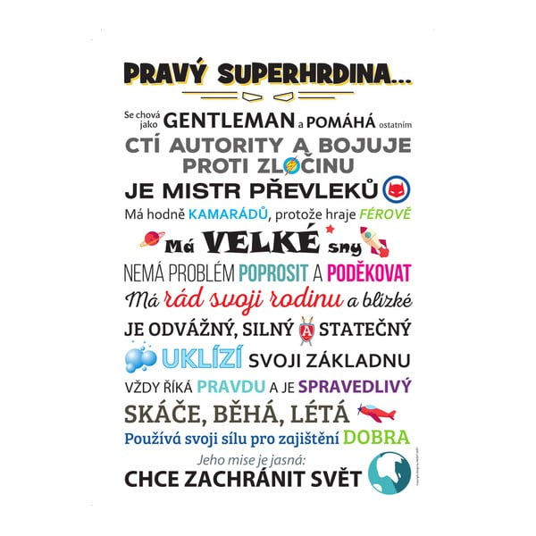 Plakát Hezký svět Superhero, 70 x 50 cm
