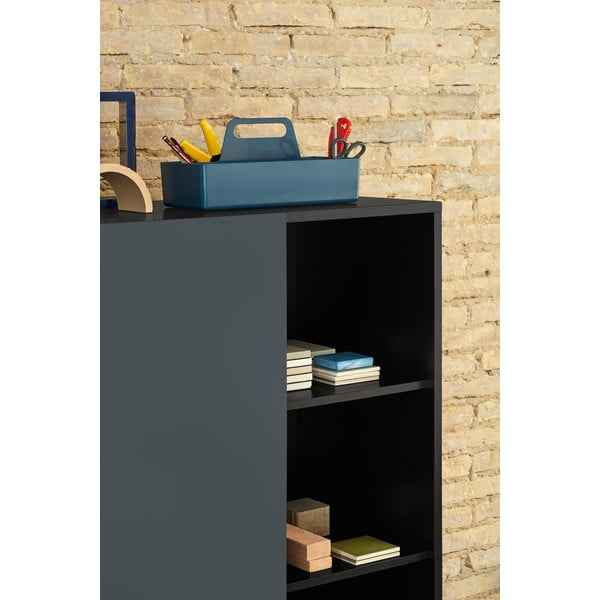 Černo-antracitová vysoká komoda s posuvnými dveřmi 120x140 cm Nube – Teulat-image-1