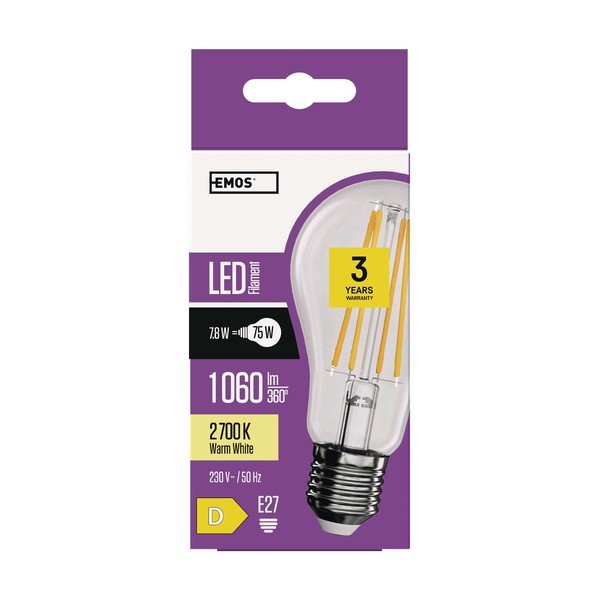Teplá bílá LED žárovka E27, 8 W – EMOS-image-1