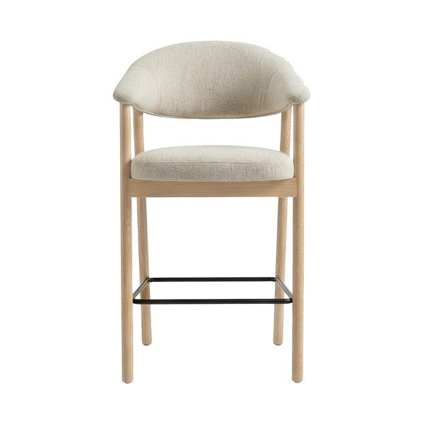 Krémová/v přírodní barvě čalouněná barová židle s područkami (výška sedáku 67 cm) Elk – Unique Furniture-image-1