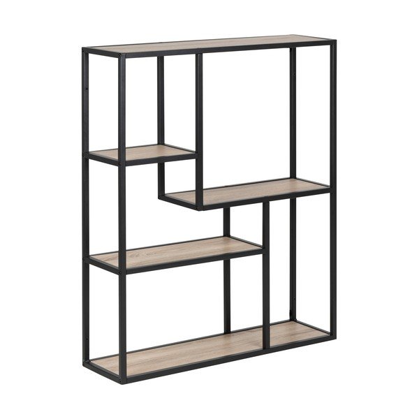 Nástěnná knihovna v dekoru dubu v černo-přírodní barvě 75x91 cm Seaford – Actona-image-2