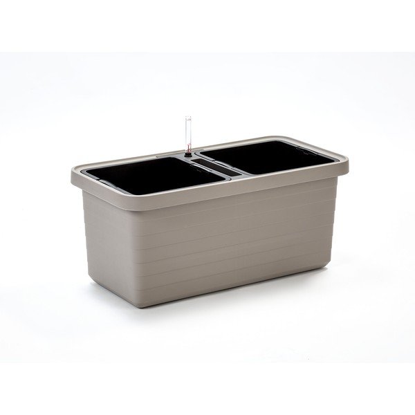 Hnědo-šedý samozavlažovací dvojitý truhlík, délka 78 cm Berberis - Plastia