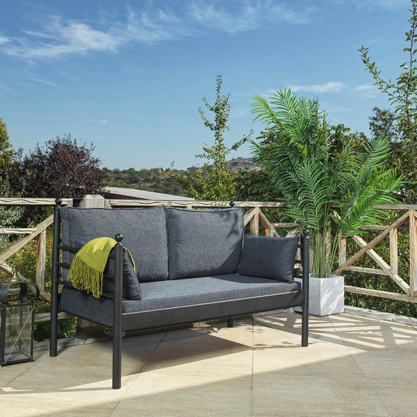 Šedá kovová zahradní pohovka Manyas – Floriane Garden-image-1