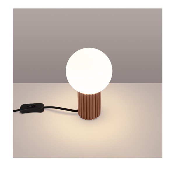 Světle hnědá stolní lampa se skleněným stínidlem (výška 19 cm) Orbital – Sollux-image-1