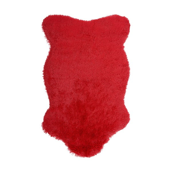 Červený kožešinový koberec Ranto Soft Bear, 70 x 105 cm