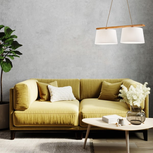 Hnědé závěsné svítidlo s textilním stínidlem ø 35 cm Aida – LAMKUR-image-2