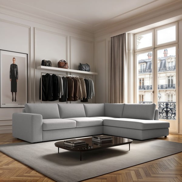 Světle šedá rohová pohovka (pravý roh/do L) Baga – Rodier-image-1