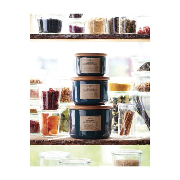 Makově modrá dóza s dřevěným víčkem Emile Henry, 0,5 l-image-1