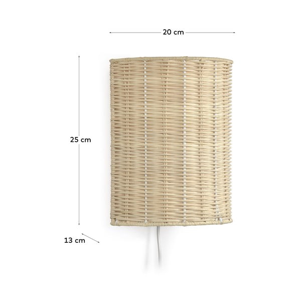 Ratanové nástěnné svítidlo v přírodní barvě Kimjit – Kave Home-image-4