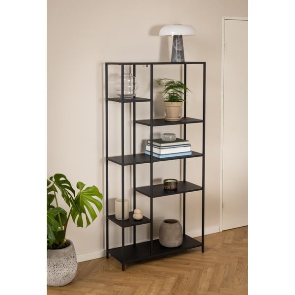 Černá kovová knihovna 80x165 cm Newcastle – Actona-image-4