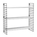 Černý 3patrový regál s bílými policemi Metaltex Libro, šířka 70 cm