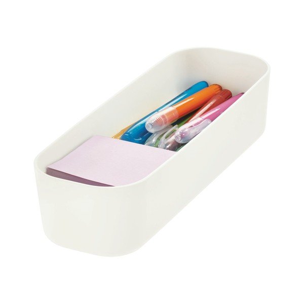 Bílý úložný box iDesign Eco, 9 x 27,5 cm-image-1