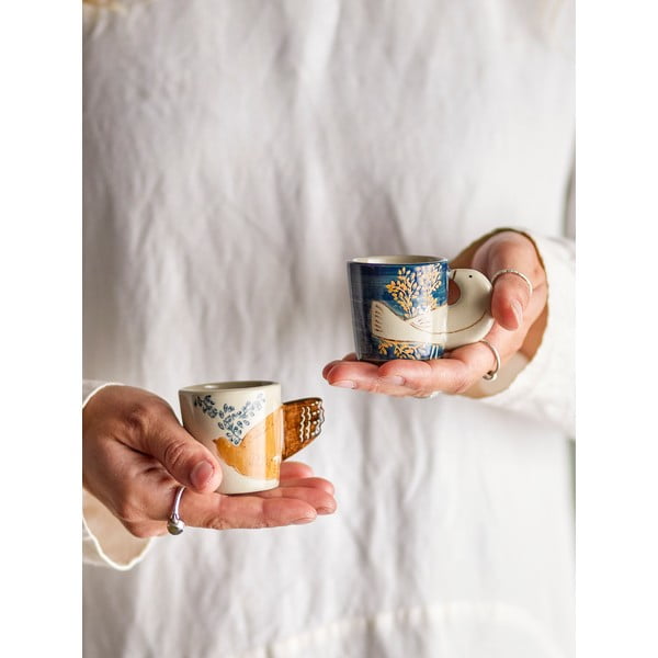 Modré/krémové šálky v sadě 2 ks na espresso z kameniny 55 ml Hezha – Bloomingville-image-1