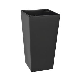 Lesklý antracitově šedý květináč vhodný i do exteriéru Gardenico Elise, výška 36 cm