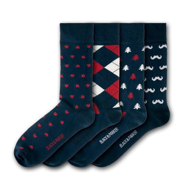 Sada 4 párů ponožek Black&Parker London Bicton Park, vel. 37 - 43