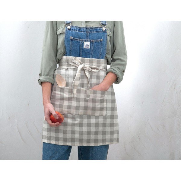 Látková zástěra Really Nice Things Delantal de Lino Grey Vichy-image-1