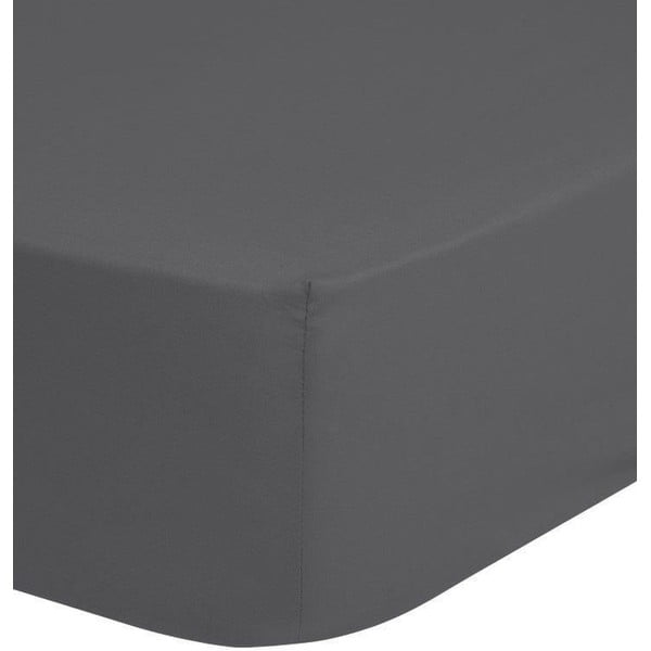 Šedé elastické prostěradlo z bavlněného saténu HIP, 140 x 200 cm-image-1