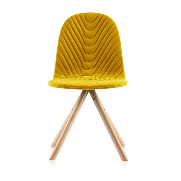 Žlutá židle s přírodními nohami Iker Mannequin Wave