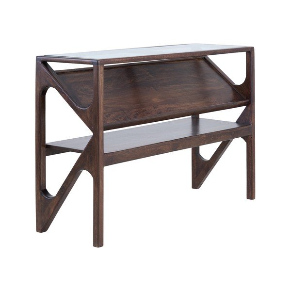 Konzolový stolek se skleněnou deskou v tmavě přírodní barvě 41x119 cm Yuki – Light & Living