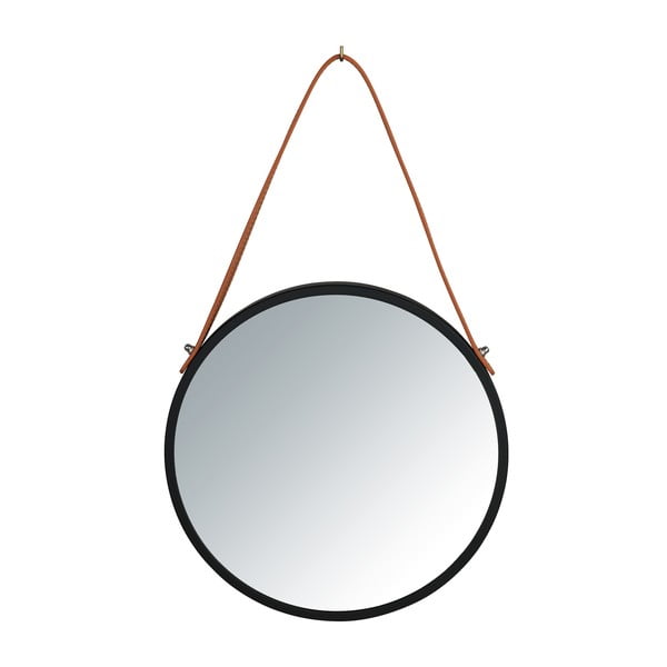 Černé závěsné zrcadlo Wenko Borrone, ø 30 cm